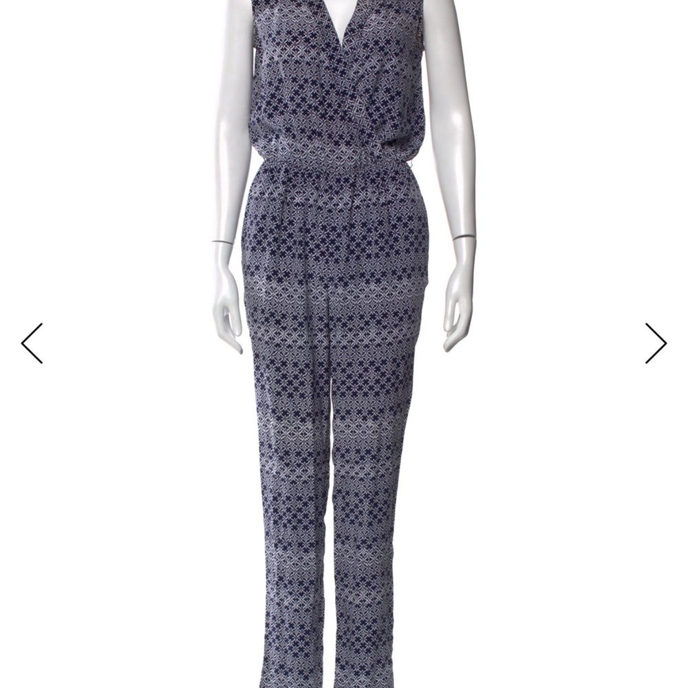 Diane Von Furstenberg Navy Patterned Jumpsuit
